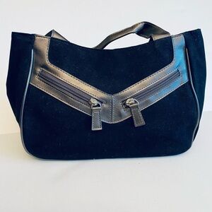 Elizabeth Arden Black and Metallic Clutch Satchel